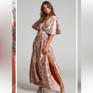 Showpo Coral Floral Maxi Dress